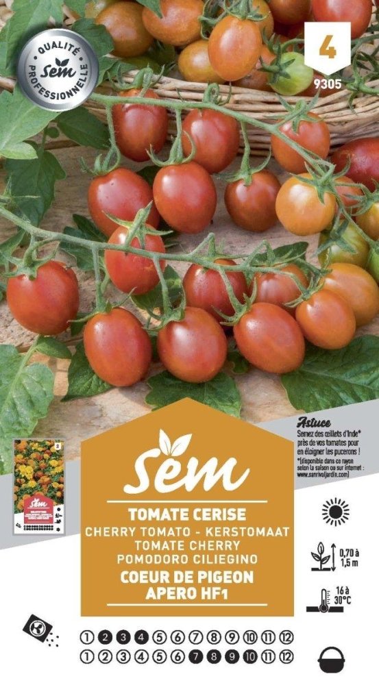 Graines de Tomate Cerise Coeur De Pigeon Apero Hf1 - FLEURANDIE